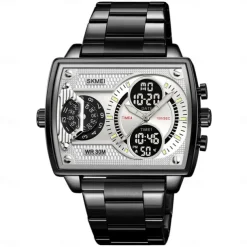 SKMEI Men Digital Watch Outdoor Sports Fashion Wristwatch Luminous Stopwatch Alarm Clock Countdown Steel Leather Watch