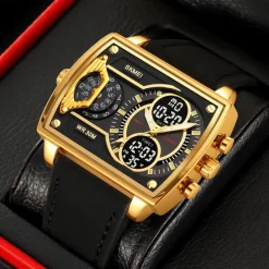 SKMEI Men Digital Watch Outdoor Sports Fashion Wristwatch Luminous Stopwatch Alarm Clock Countdown Steel Leather Watch