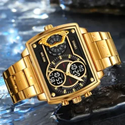 SKMEI Men Digital Watch Outdoor Sports Fashion Wristwatch Luminous Stopwatch Alarm Clock Countdown Steel Leather Watch