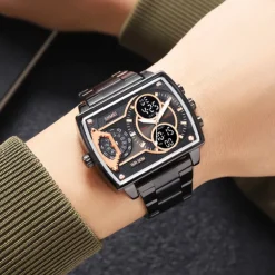 SKMEI Men Digital Watch Outdoor Sports Fashion Wristwatch Luminous Stopwatch Alarm Clock Countdown Steel Leather Watch