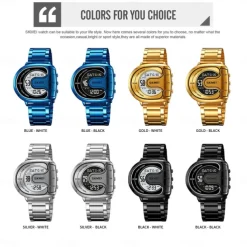 SKMEI Men Digital Watch Outdoor Fashion Casual Wristwatch Luminous Stopwatch Alarm Clock Countdown Steel Watch