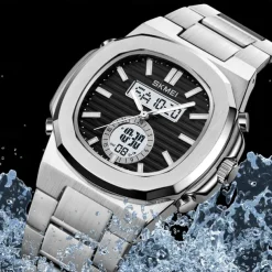 SKMEI Men Digital Watch Outdoor Sports Fashion Casual Luminous Stopwatch Alarm Clock Countdown Steel Watch