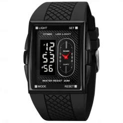 SKMEI Men Digital Watch Sports Fashion Casual Wristwatch Luminous Stopwatch Alarm Clock Date Week TPU Watch