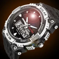 SKMEI Mens Sports Watches Solar Digital LED Military Mens Wrist Watch Fashion Casual Electronics Chronograph Rubber Wristwatches Male Clock reloj hombre