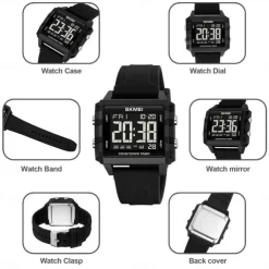 SKMEI Youth Cool Digital Sport Watches For Men Women Students 5Bar Waterproof Stopwatch Countdown Wristwatch