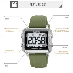 SKMEI Youth Cool Digital Sport Watches For Men Women Students 5Bar Waterproof Stopwatch Countdown Wristwatch