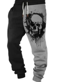Skull Gothic Men's 3D Print Sweatpants Joggers Pants Trousers Halloween Street Halloween Polyester White Orange Green S M L Mid Waist Elasticity Pants