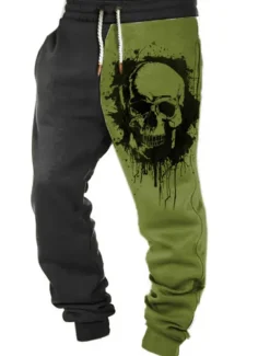 Skull Gothic Men's 3D Print Sweatpants Joggers Pants Trousers Halloween Street Halloween Polyester White Orange Green S M L Mid Waist Elasticity Pants