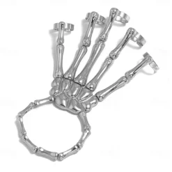 Skull Halloween Halloween Props Hand Bracelet with Ring Halloween Adults' Men's Women's Halloween Carnival Mardi Gras Easy Halloween Costumes Dress Up