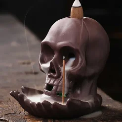 Skull Incense Burner Holder, Reflux Cascade, Ceramic, LED, Unique, Incense Burner, Skull Burner for Halloween, Aromatherapy, Yoga, Home Decor