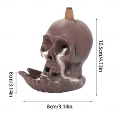 Skull Incense Burner Holder, Reflux Cascade, Ceramic, LED, Unique, Incense Burner, Skull Burner for Halloween, Aromatherapy, Yoga, Home Decor