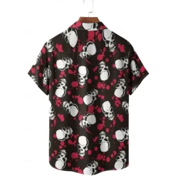 Skull Men's Printed Shirts Hawaiian Going out Weekend Spring & Summer Shirt Collar Short Sleeves Green M L XL Terylene Shirt Normal