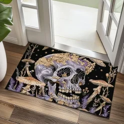Skull Mushroom Doormat Floor Mats Washable Rugs Kitchen Mat Non-Slip Oil Proof Rug Indoor Outdoor Mat Bedroom Decor Bathroom Mat Entrance Rug