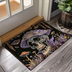 Skull Mushroom Doormat Floor Mats Washable Rugs Kitchen Mat Non-Slip Oil Proof Rug Indoor Outdoor Mat Bedroom Decor Bathroom Mat Entrance Rug