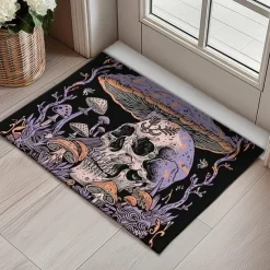 Skull Mushroom Doormat Floor Mats Washable Rugs Kitchen Mat Non-Slip Oil Proof Rug Indoor Outdoor Mat Bedroom Decor Bathroom Mat Entrance Rug