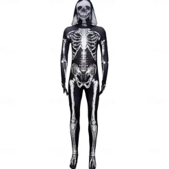 Skull Skeleton Halloween Zentai Suits Bodysuits Carnival Costume Full Body Suit Scary Costume Kid's Adults' Men's Women's Boys' Carnival Masquerade Performance Party Easy Halloween Costumes Dress Up