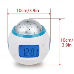 Sky Projector Star Light Music Alarm Clock for Children Color-Changing Birthday Gift AAA Batteries Powered