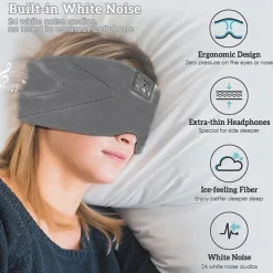 Sleep Headphones Bluetooth 5.2 Breathable Soft Eye Mask 24 White Noise Music Sleeping Headphones Sleep Mask Earbuds for Side Sleepers Workout Running Insomnia Travel Yoga