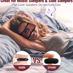 Sleep Headphones Bluetooth Headband Wireless Music Eye Mask Thin Stereo Speakers Mic Handsfree Music Earbuds for Side Sleepers Running Insomnia Travel Yoga Sleeping Band