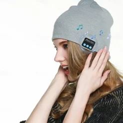 Sleep Headphones Bluetooth Beanie Stereo Knit Music Hat with Bluetooth 5.0 Wireless Hats Headphone Upgraded Men Women Knit Bluetooth Beanie Suitable for Outdoor Sports Gift