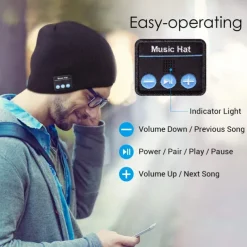 Sleep Headphones Bluetooth Beanie Stereo Knit Music Hat with Bluetooth 5.0 Wireless Hats Headphone Upgraded Men Women Knit Bluetooth Beanie Suitable for Outdoor Sports Gift