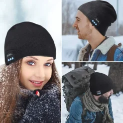 Sleep Headphones Bluetooth Beanie Stereo Knit Music Hat with Bluetooth 5.0 Wireless Hats Headphone Upgraded Men Women Knit Bluetooth Beanie Suitable for Outdoor Sports Gift