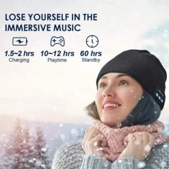 Sleep Headphones Bluetooth Beanie Stereo Knit Music Hat with Bluetooth 5.0 Wireless Hats Headphone Upgraded Men Women Knit Bluetooth Beanie Suitable for Outdoor Sports Gift