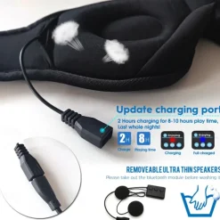 Sleep Headphones 3D Sleep Mask Bluetooth Wireless Music Eye Mask Sleeping Headphones for Side Sleepers Sleep Mask with Bluetooth Headphones Ultra-Thin Stereo Speakers Gift for Men Women