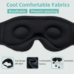 Sleep Headphones 3D Sleep Mask Bluetooth Wireless Music Eye Mask Sleeping Headphones for Side Sleepers Sleep Mask with Bluetooth Headphones Ultra-Thin Stereo Speakers Gift for Men Women