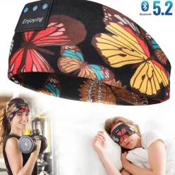 Sleep Mask Bluetooth 5.2 Sleep Headphones Floral Sleeping Headphones Sports Run Music Headband for Side Sleeper Best Gift Travel