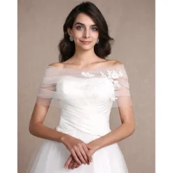 Sleeveless Shrugs Tulle Wedding / Party Evening Women's Wrap With Appliques