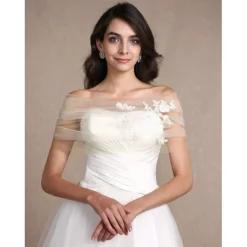 Sleeveless Shrugs Tulle Wedding / Party Evening Women's Wrap With Appliques