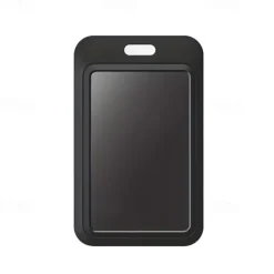 Sliding Badge Holder Hard Black Vertical Plastic Card Case Protector With Retractable Badge Reel Carabiner For Office School ID Credit Proximity Key Card Drivers License And Pass, Back to School Gift