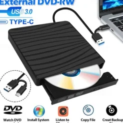 Slim External CD DVD RW Drive USB 3.0 Burner Burner Player Card Reader for Laptop