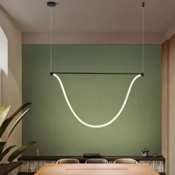 Slim Linear Pendant Light Metal Long Tube Hanging Lights with Silicone Hose Shade LED Suspension Lamp Black Flute Drop Lamps 110-240V