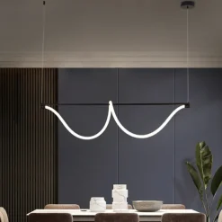 Slim Linear Pendant Light Metal Long Tube Hanging Lights with Silicone Hose Shade LED Suspension Lamp Black Flute Drop Lamps 110-240V