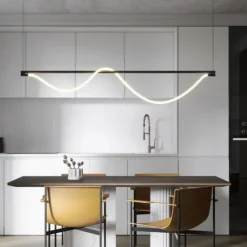 Slim Linear Pendant Light Metal Long Tube Hanging Lights with Silicone Hose Shade LED Suspension Lamp Black Flute Drop Lamps 110-240V