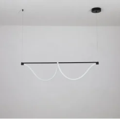 Slim Linear Pendant Light Metal Long Tube Hanging Lights with Silicone Hose Shade LED Suspension Lamp Black Flute Drop Lamps 110-240V