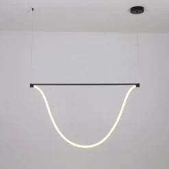 Slim Linear Pendant Light Metal Long Tube Hanging Lights with Silicone Hose Shade LED Suspension Lamp Black Flute Drop Lamps 110-240V