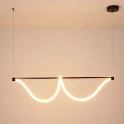 Slim Linear Pendant Light Metal Long Tube Hanging Lights with Silicone Hose Shade LED Suspension Lamp Black Flute Drop Lamps 110-240V