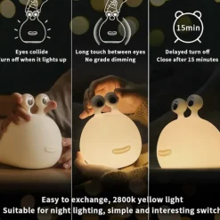 Slug Night Light Nursery Squishy Lamp Silicone Night Light for Breastfeeding Cute Animal Bedside Lamp for Baby Kids Teens Soft Nightlight with Touch Sensor for Bedroom