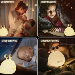 Slug Night Light Nursery Squishy Lamp Silicone Night Light for Breastfeeding Cute Animal Bedside Lamp for Baby Kids Teens Soft Nightlight with Touch Sensor for Bedroom