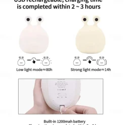 Slug Night Light Nursery Squishy Lamp Silicone Night Light for Breastfeeding Cute Animal Bedside Lamp for Baby Kids Teens Soft Nightlight with Touch Sensor for Bedroom