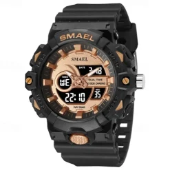 Smael New Fashion Trendy Men'S Electronic Quartz Watch Sports And Leisure Decoration Night Light Waterproof Calendar Week Display Alarm Clock Men'S Watch