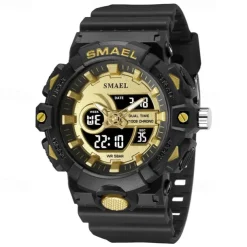 Smael New Fashion Trendy Men'S Electronic Quartz Watch Sports And Leisure Decoration Night Light Waterproof Calendar Week Display Alarm Clock Men'S Watch