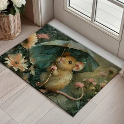 Small Rat Umbrella Doormat Floor Mats Washable Rugs Kitchen Mat Non-Slip Oil Proof Rug Indoor Outdoor Mat Bedroom Decor Bathroom Mat Entrance Rug