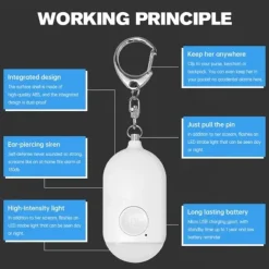 Small Self Defense Key Chain Siren with Rechargeable 120dB SOS LED Light Helps Elders & Kids Emergency Elderly Seniors Patient Disabled Handicapped