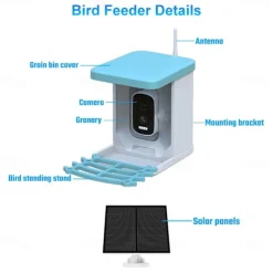 Smart Bird Feeder with 4MP Camera 2L Capacity Bird Feeder for Outdoors with Solar Panel