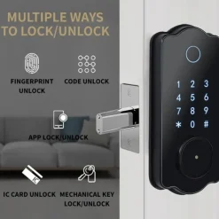 Smart Door Lock with Fingerprint & Keypad Fingerprint Door Lock Keyless Entry Door Lock Bluetooth App Touch Keypad Smart Deadbolt Auto Lock