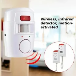 Smart Home Security KitWireless Infrared Security Alarm 105DB Alarm BatteryPoweredw/ 2 Remotes
